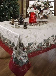 CHRISTMAS HOLIDAY NOEL JACQUARD PRINTED TABLECLOTH (NEW)