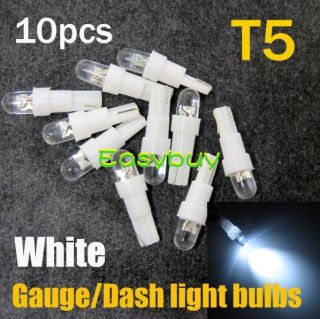 10 PCS White 12V T5 74 LED Dashboard Mini Wedge Top Round Side Tail 