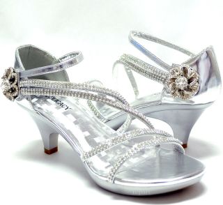 New womens shoes evening rhinestones velcro med heel wedding prom 