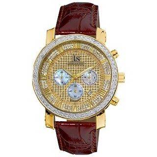 Joshua & Sons Mens Diamond Chronograph Strap Watch NEW