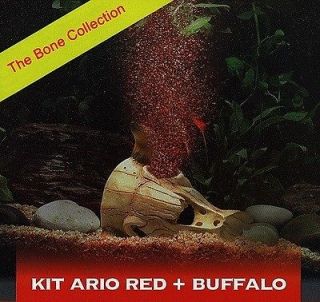 Buffalo Skull Submersible Aquarium Decor Air Pump Kit w/4 Red LED 
