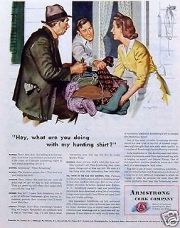 1945 Armstrong Cork Linoleum Company Rag Man Felt WWII Donations 