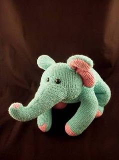 DAN DEE 14 Aqua Elephant Pink Ears Soft Knitted Body Collectors 