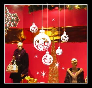   Christmas Ball Show Window Shopwindow Wall Art Decoration Sticker