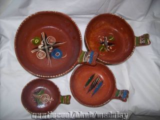   Mexican Nesting Serving Bowls Red Clay Art Pottery HP! Set of 4