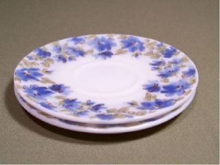 Gibson Everyday Saucers Whi w/blue tole type flowers