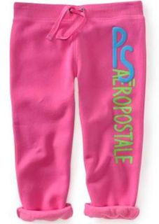 NEW Pink PS Aeropostale Girls Kids Puffy Cinched Fleece Capris Pants 