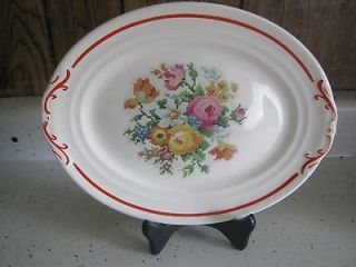 Vintage Crown Potteries Co. 11 1/4 Platter Needle Point Roses