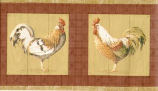 COUNTRY KITCHEN 4 KINDS ROOSTERS Wallpaper bordeR Wall