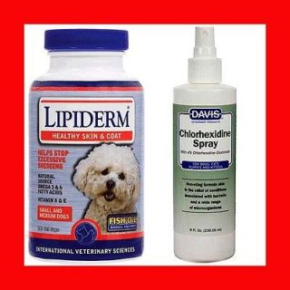 Lipiderm Skin & Coat Supplements 60 Gel Caps + Davis Chlorhexidine 