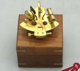 BRASS SEXTANT   with Wooden Box   NAUTICAL ASTROLABE