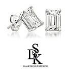 Diamond Stud Earrings 2.00 Ct total Emerald 14K Gold F G/VS2 Paradise