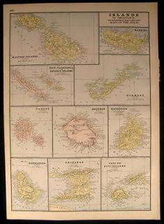Bermuda Malta Important Islands of the world 1897 very large antique 