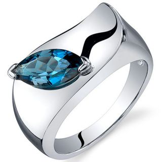   Cut 1.00 cts London Blue Topaz Ring Sterling Silver Sizes 5 to 9