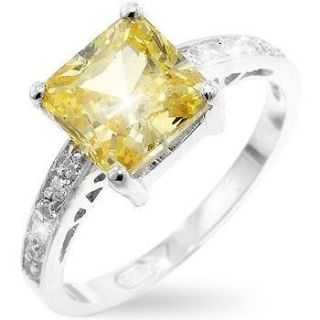   Created Diamond Alternative Princess Solitaire Ring 9 White14k/925