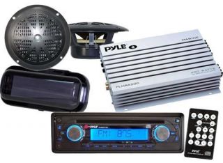   Marine Boat CD  Stereo Radio Pair Speakers & 400 Watt Amp Package