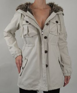 ODD MOLLY New 364 Winter White Faux Fur Lined Coat, Jacket M, Medium 
