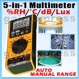 5in1 Digital Multimeter Thermometer Lux Sound Meter %RH