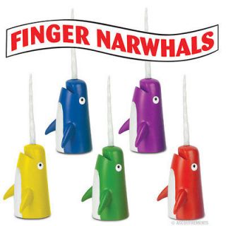LITTLE NARWHAL FINGER PUPPET PURPLE GREEN BLUE YELLOW RED