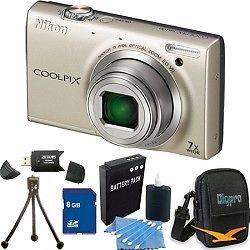 Newly listed Nikon COOLPIX S6300 16MP Silver Digital Camera 8GB Bundle