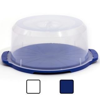   cake carrier dome cover box plate, blue or white, up to 28 cm diameter