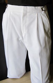 Mens White 33 35 Regular Adjustable Waist Tuxedo Pants Wedding Prom 