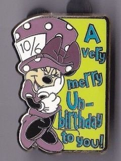 Disney Pin Unbirthday Minnie Mouse Alice Wonderland Tea Party 2004 Mad 
