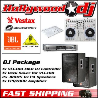 DJ Package Vestax VCI 100 MKII Controller Decksaver EPQ2000 (2) JRX115 