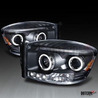 DODGE RAM HALO LED PROJECTOR HEADLIGHTS LH+RH BLACK (Fits: 2007 Dodge 