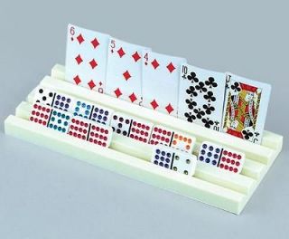 Set of 4 Plastic Domino Card Holders 12 long 4 Groove Ivory