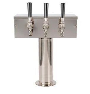 Beer Faucet Draft Three T Tower keg Polished Stainless Steel