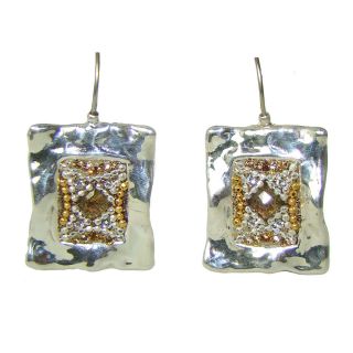 Sexy Silver & Topaz Swarovski Crystal Square Earrings by Orit 