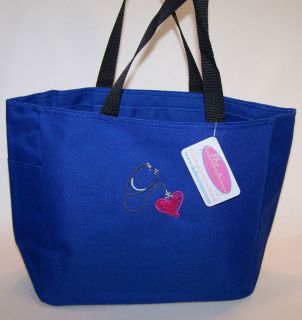 Nurse & Doctor Stethoscope & Heart Embroidered Monogram Essential Tote 