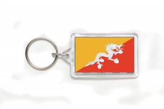 Bhutan Flag Acrylic Key Ring 3 Sizes Double Sided Keyring Keychain 