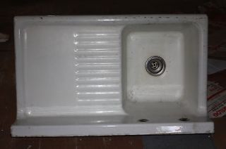 1920s antique farm house kitchen sink enamel over cast iron   2 
