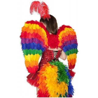 Rainbow Wings Adult Feather Parrot Bird Carnival Halloween Costume 