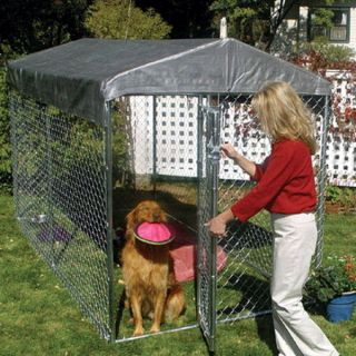   Chain Link Mesh 5W x 10L x 6H Dog Kennel with Cover Shade Canopy