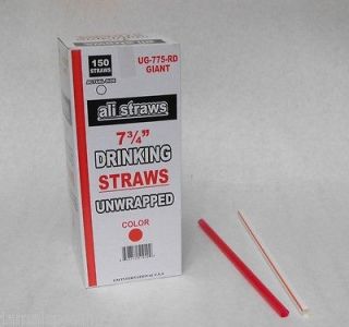 150 piece 7.75 RED GIANT DRINKING STRAWS 512R UG775R Soda Smoothie 