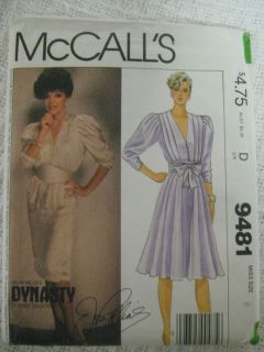   McCalls JOAN COLLINS NOLAN MILLER DYNASTY DRESS Sewing Pattern Women