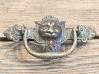 Drawer Pull drop handle roaring Lion Gargoyle Gremlin antique old 