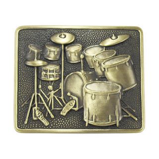 Classic Vintage Brass Rock Star Drum Set Music Mens Belt Buckle Free 