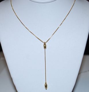 New 14k Yellow Gold .8mm Box Chain Drop Italy Milor Necklace 18