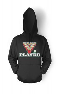 Beer Pong PLAYER Drinking Funny Humor College Game Pullover Hoodie 