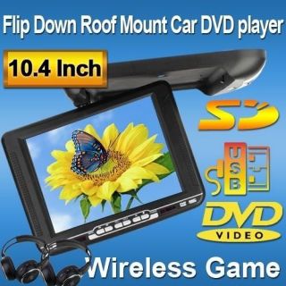   10.4 Flip Drop Down Car DVD Player Monitor USB SD Games Headsets US