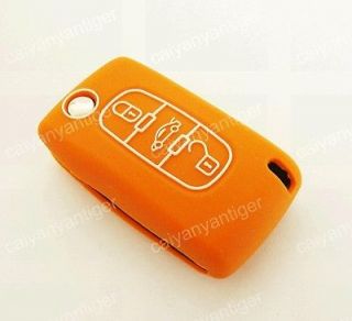 Orange CITROEN C3 C4 C5 C6 C2 C8 Flip Remote Key Case FOB Silicone 