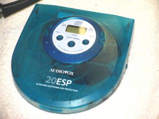   Blue Audiovox 20 sec ESP Portable CD Player w/ CASSETTE ADAPTER