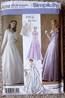   NIP Simplicity 4259 1950s Retro Bridal Gown or Dress Sewing Pattern