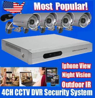   Home Surveillance CCTV DVR Security System+4 Sony Color Cameras
