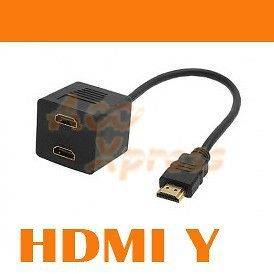   MALE TO 2 HDMI FEMALE SPLITTER CABLE ADAPTER For HD TV LCD LED