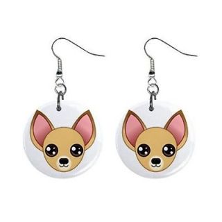   Pair of Funny Chihuahua Anime Face Dog Puppy 1 Dangle Metal Earrings